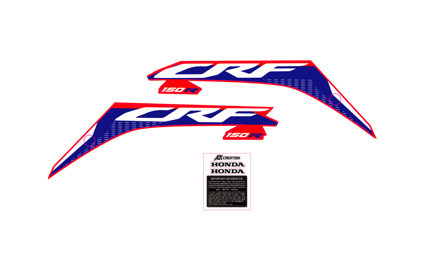 KIT DÉCO ORIGINE HONDA CRF 150 R 2021 2022 2023 2024 A2L CRÉATION