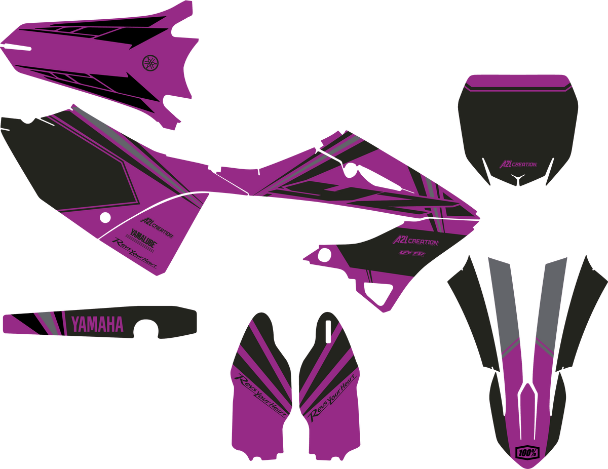 KIT DÉCO MOTOCROSS YAMAHA YZ SIMPLY - VIOLET ( ADAPTABLE TOUTES YAMAHA ) A2L CRÉATION