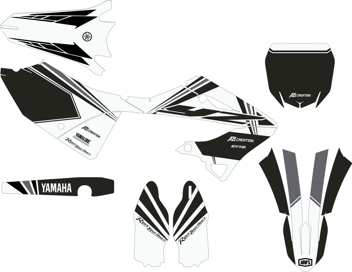 KIT DÉCO MOTOCROSS YAMAHA YZ SIMPLY - BLANC ( ADAPTABLE TOUTES YAMAHA ) A2L CRÉATION