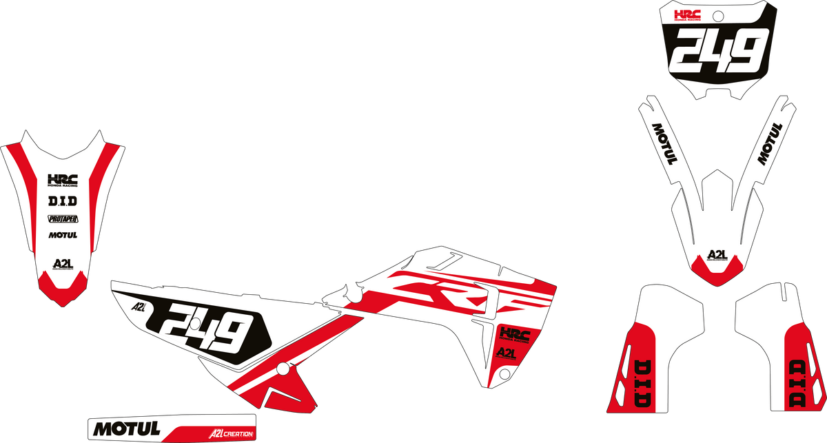 KIT DÉCO MOTOCROSS HONDA CRF - V1 BLANC ROUGE A2L CRÉATION