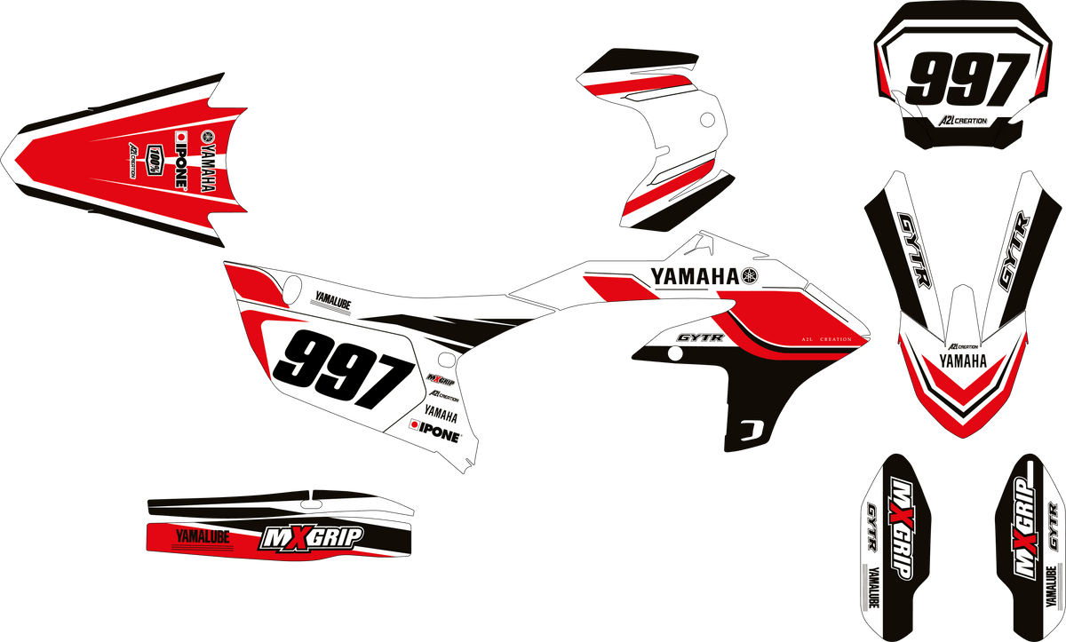 KIT DÉCO MOTOCROSS YAMAHA YZF - 70TH ROUGE ( ADAPTABLE TOUTES YAMAHA ) A2L CRÉATION