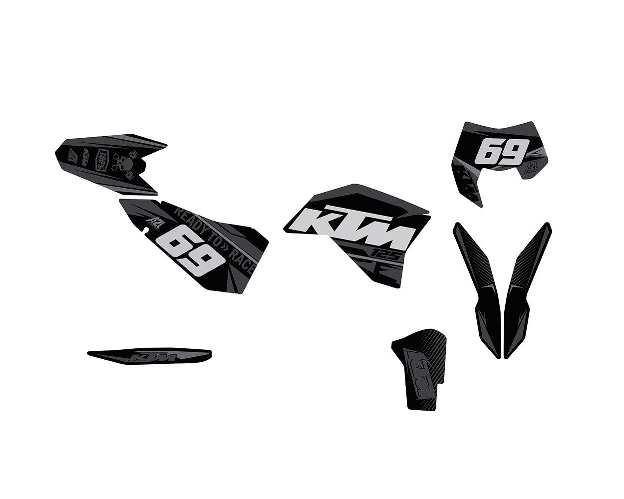 KIT DÉCO KTM 2008 > 2011 AYME - GRIS A2L CRÉATION