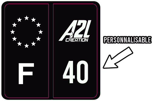 STICKERS PLAQUES D'IMMATRICULATION NOIR PERSONNALISABLE