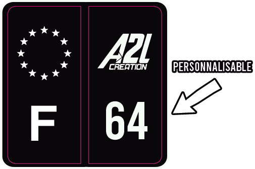 STICKERS PLAQUES D'IMMATRICULATION NOIR PERSONNALISABLE