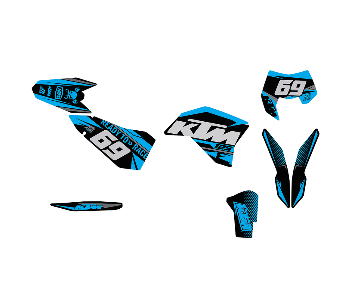 KIT DÉCO KTM 2008 > 2011 AYME - BLEU A2L CRÉATION