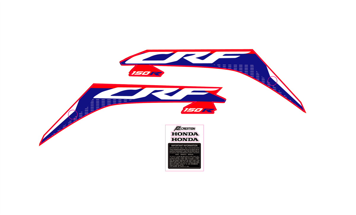 KIT DÉCO ORIGINE HONDA CRF 150 R 2021 2022 2023 2024 A2L CRÉATION