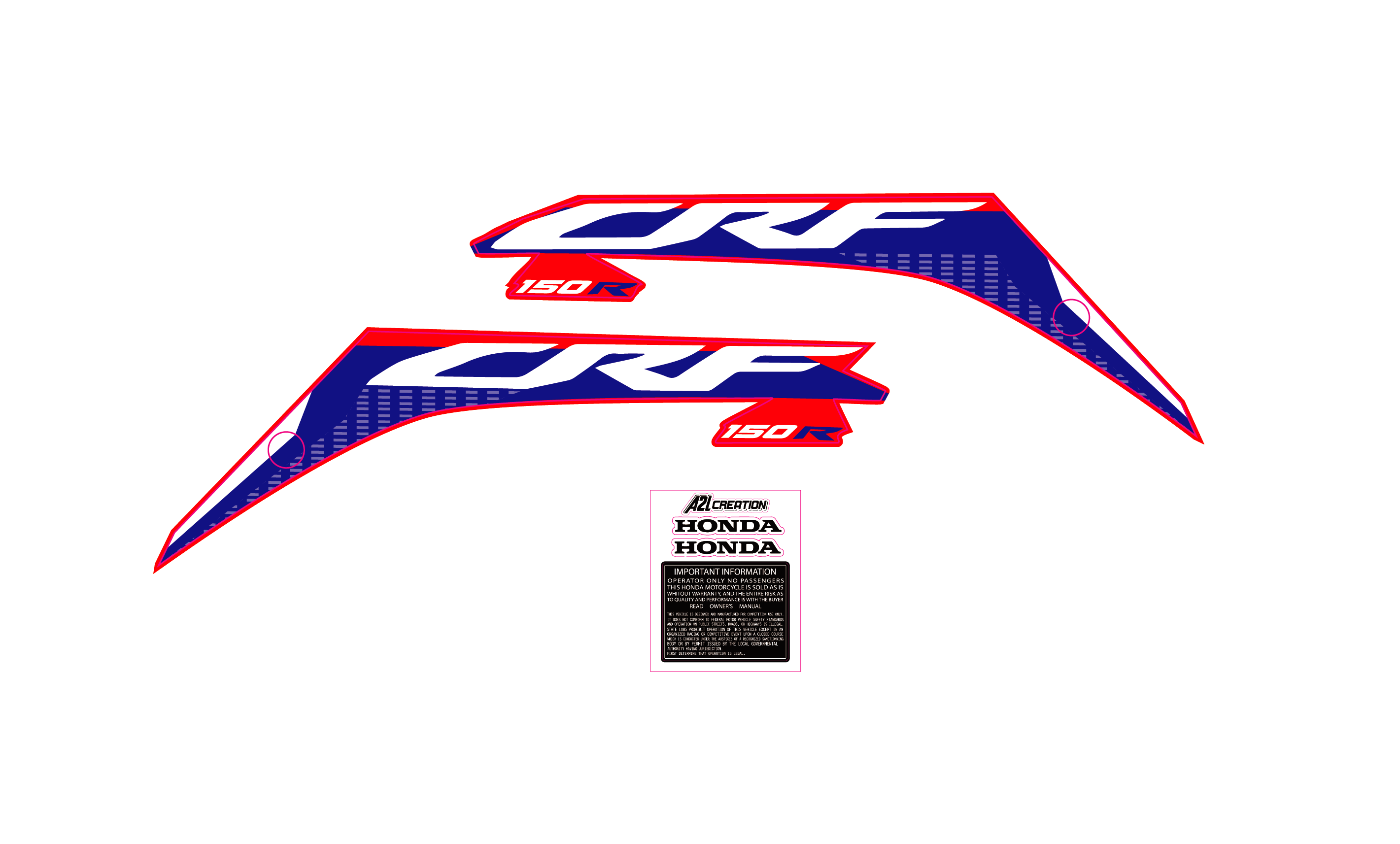 KIT DÉCO ORIGINE HONDA CRF 150 R 2021 2022 2023 2024 A2L CRÉATION