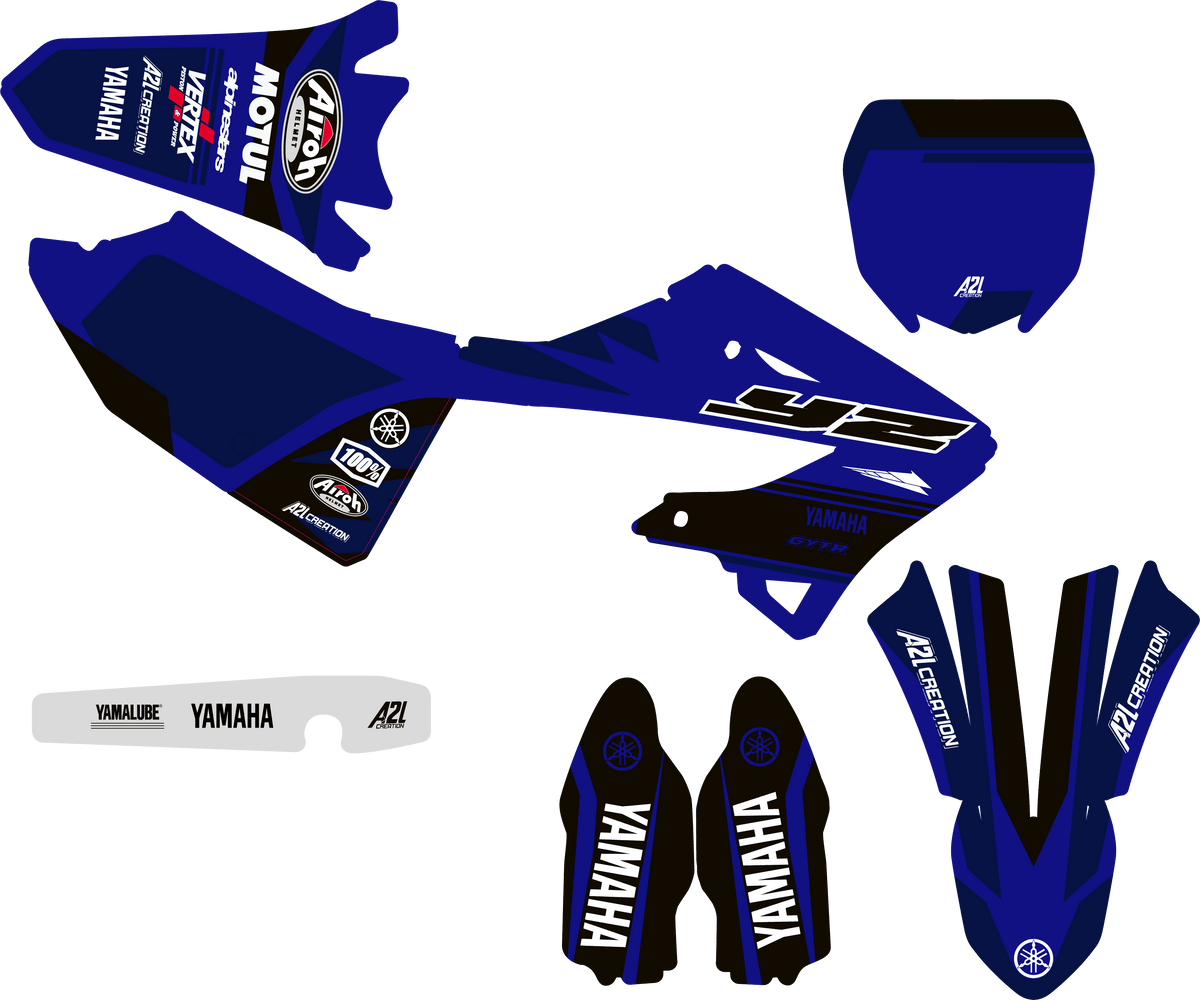 KIT DÉCO MOTOCROSS YAMAHA CLEAN - BLEU ( ADAPTABLE TOUTES YAMAHA ) A2L CRÉATION