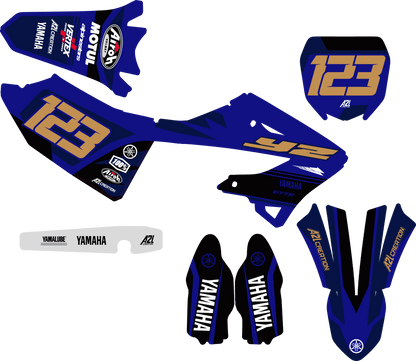 KIT DÉCO MOTOCROSS YAMAHA CLEAN - BLEU OR ( ADAPTABLE TOUTES YAMAHA ) A2L CRÉATION