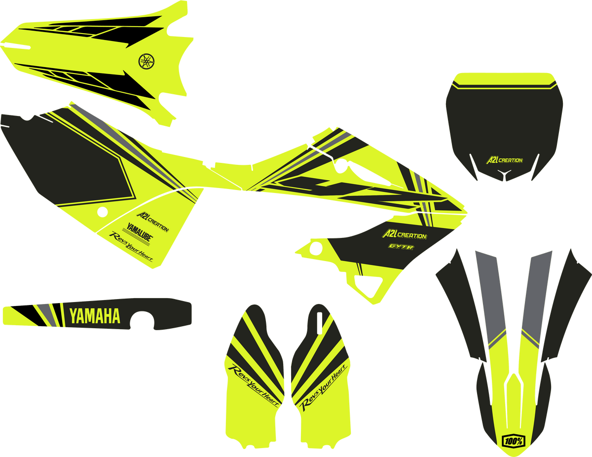 KIT DÉCO MOTOCROSS YAMAHA YZ SIMPLY - JAUNE ( ADAPTABLE TOUTES YAMAHA ) A2L CRÉATION