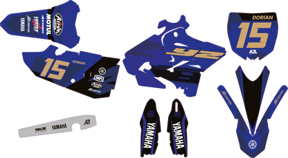 KIT DÉCO MOTOCROSS YAMAHA CLEAN - BLEU OR ( ADAPTABLE TOUTES YAMAHA ) A2L CRÉATION