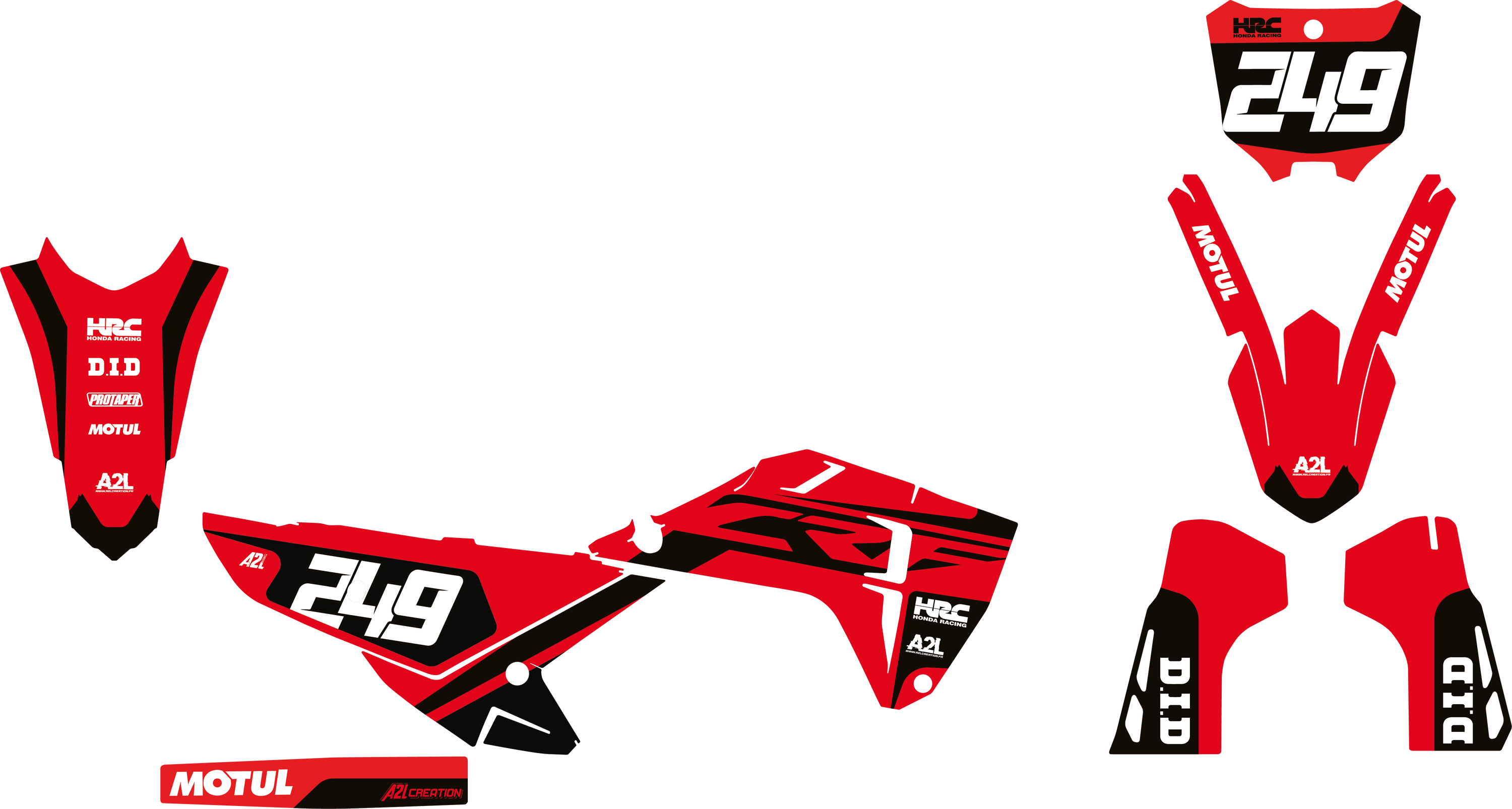 KIT DÉCO MOTOCROSS HONDA CRF - V1 ROUGE A2L CRÉATION
