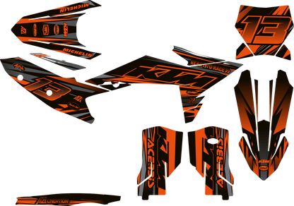 KIT DÉCO KTM SX / SXF RAPID - ORANGE NOIR (adaptable toutes KTM) A2L CRÉATION