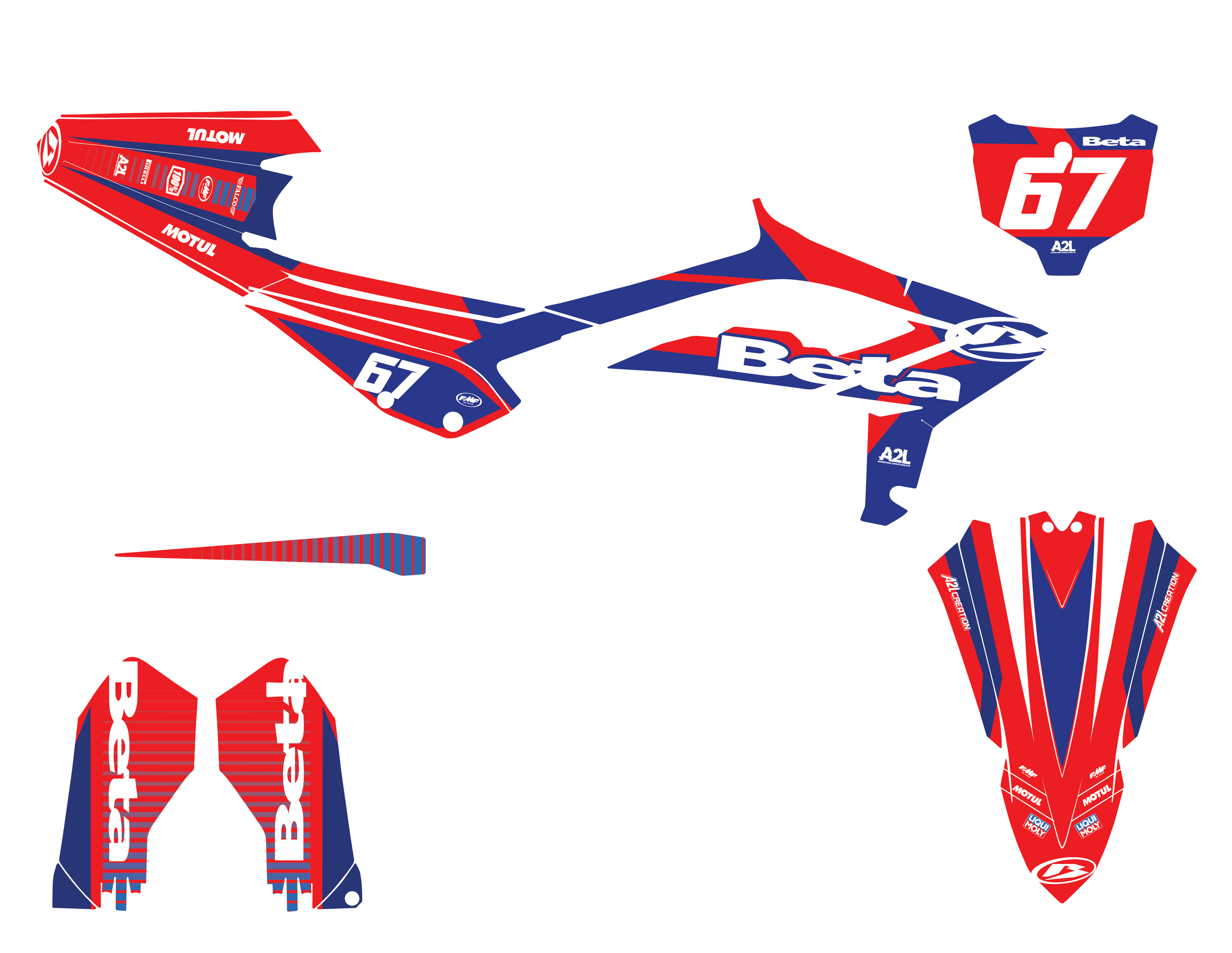 KIT DÉCO MOTOCROSS BETA RX RR - TRAX ROUGE BLEU A2L CRÉATION