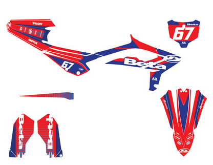 KIT DÉCO MOTOCROSS BETA RX RR - TRAX ROUGE BLEU A2L CRÉATION