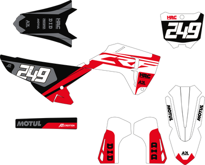 KIT DÉCO MOTOCROSS HONDA CRF - V1 ROUGE NOIR GRIS A2L CRÉATION
