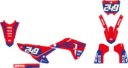 KIT DÉCO MOTOCROSS HONDA CRF - V1 ROUGE BLEU A2L CRÉATION