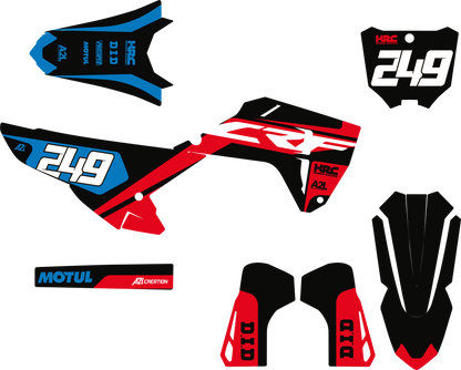 KIT DÉCO MOTOCROSS HONDA CRF - V1 ROUGE NOIR BLEU A2L CRÉATION