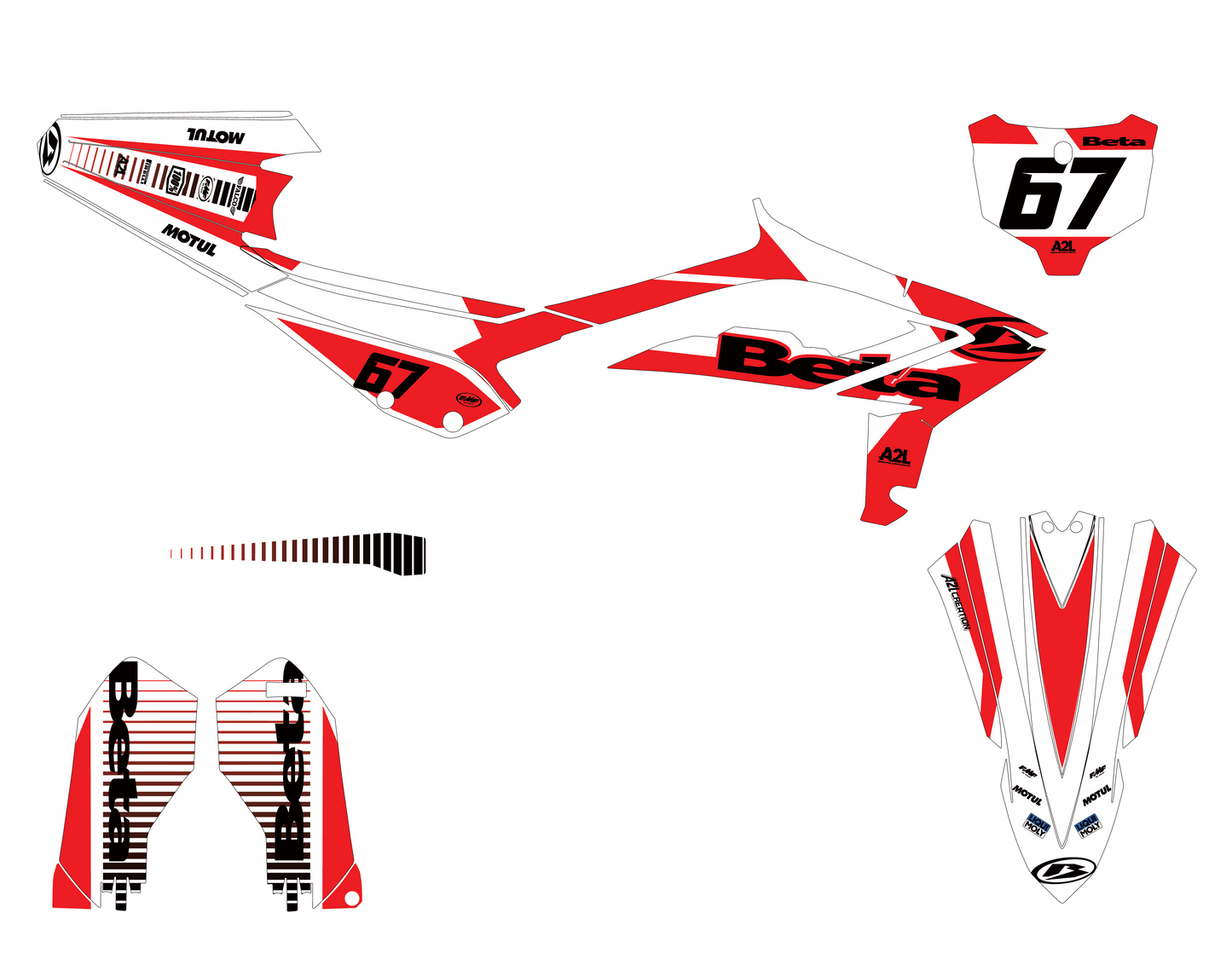 KIT DÉCO MOTOCROSS BETA RX RR - TRAX ROUGE BLANC A2L CRÉATION