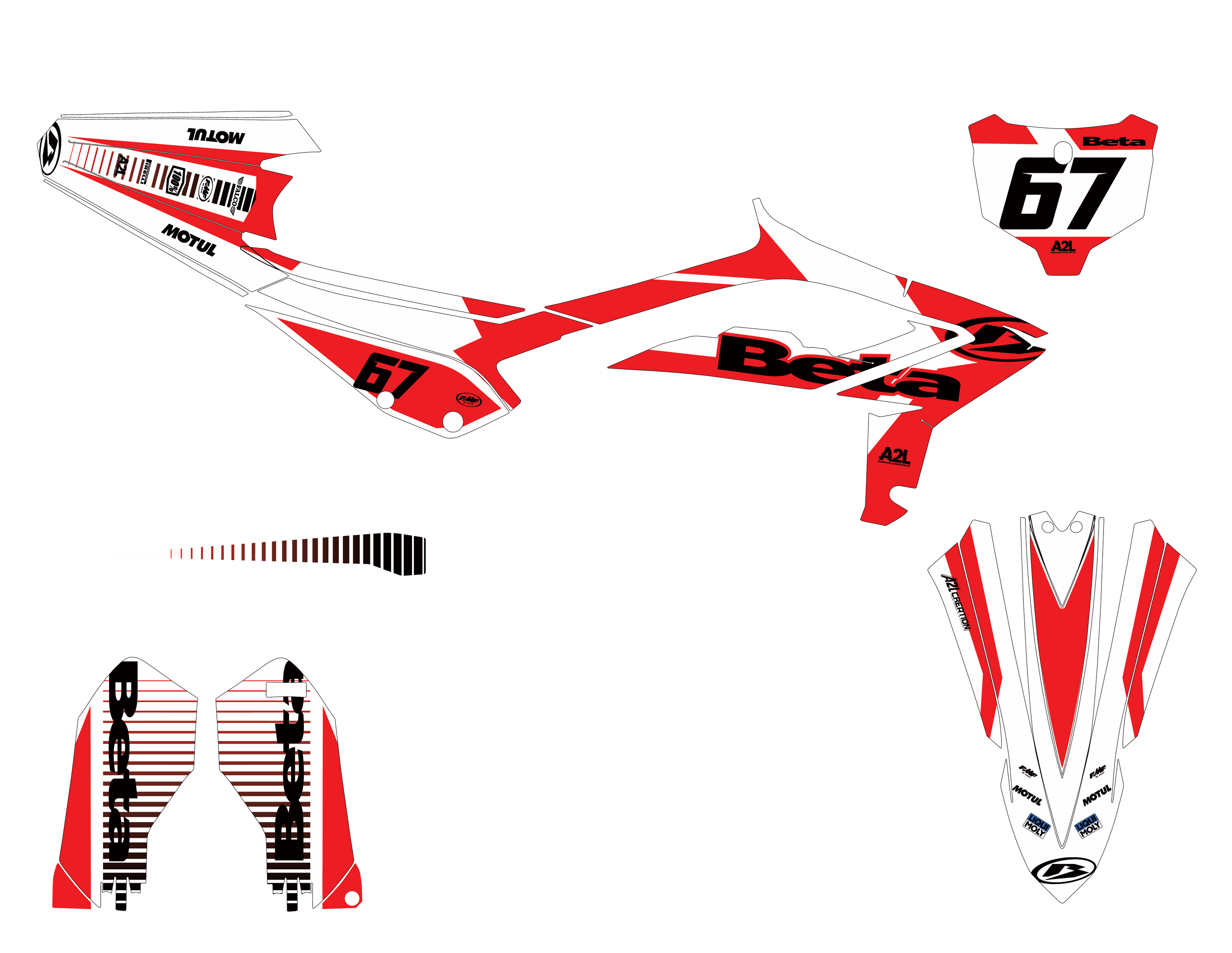 KIT DÉCO MOTOCROSS BETA RX RR - TRAX ROUGE BLANC A2L CRÉATION