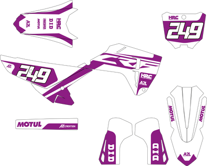 KIT DÉCO MOTOCROSS HONDA CRF - V1 BLANC VIOLET A2L CRÉATION