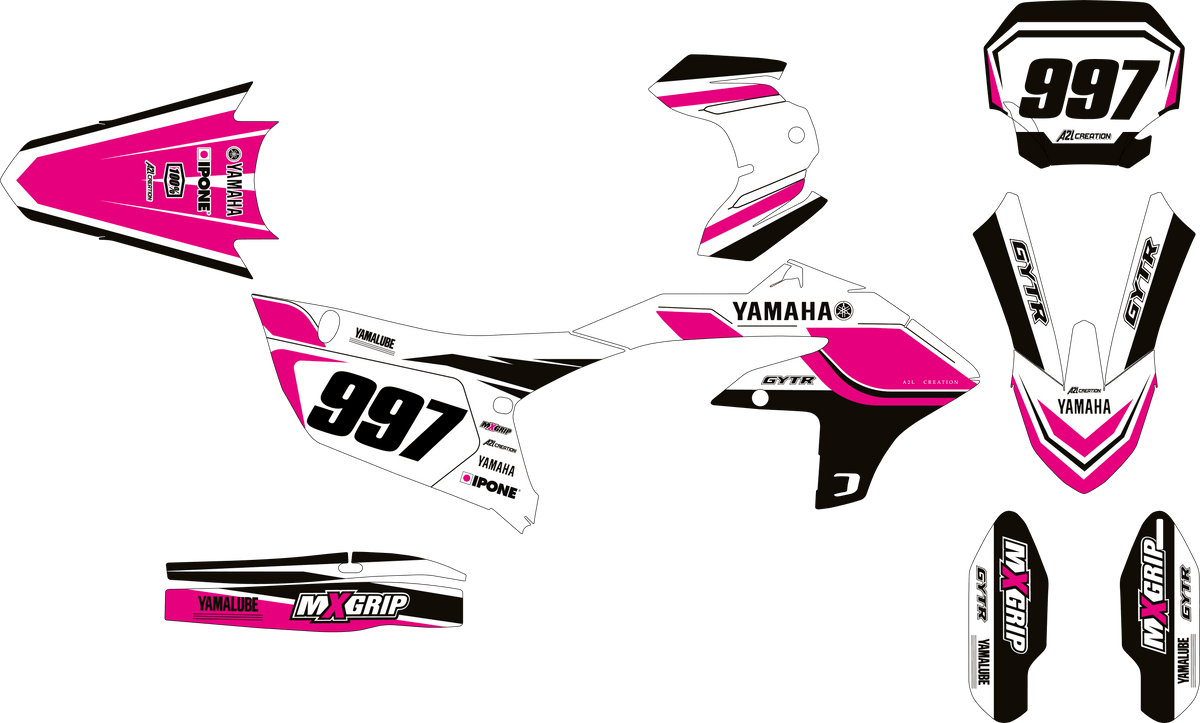 KIT DÉCO MOTOCROSS YAMAHA YZF - 70TH ROSE ( ADAPTABLE TOUTES YAMAHA ) A2L CRÉATION