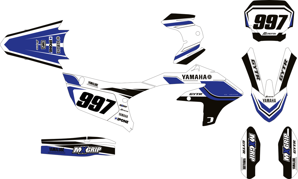 KIT DÉCO MOTOCROSS YAMAHA YZF - 70TH BLEU ( ADAPTABLE TOUTES YAMAHA ) A2L CRÉATION