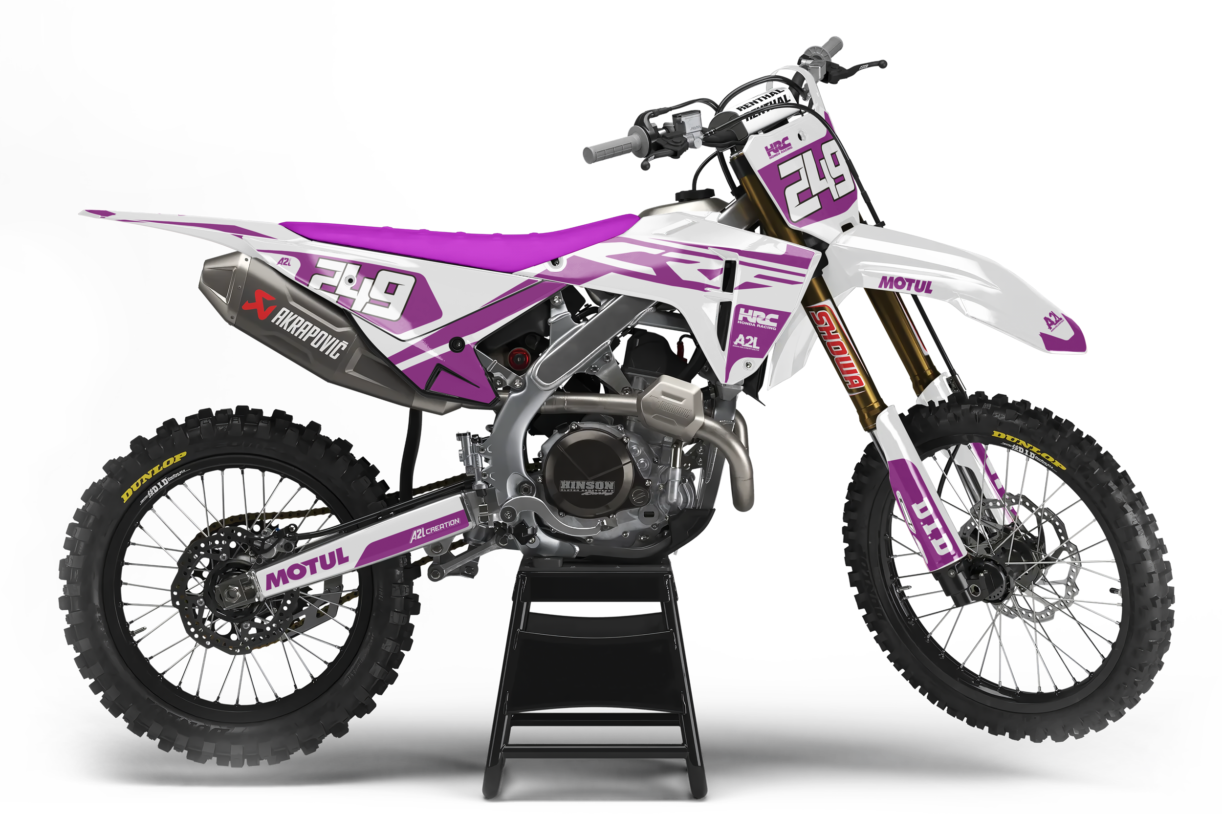 KIT DÉCO MOTOCROSS HONDA CRF - V1 BLANC VIOLET A2L CRÉATION
