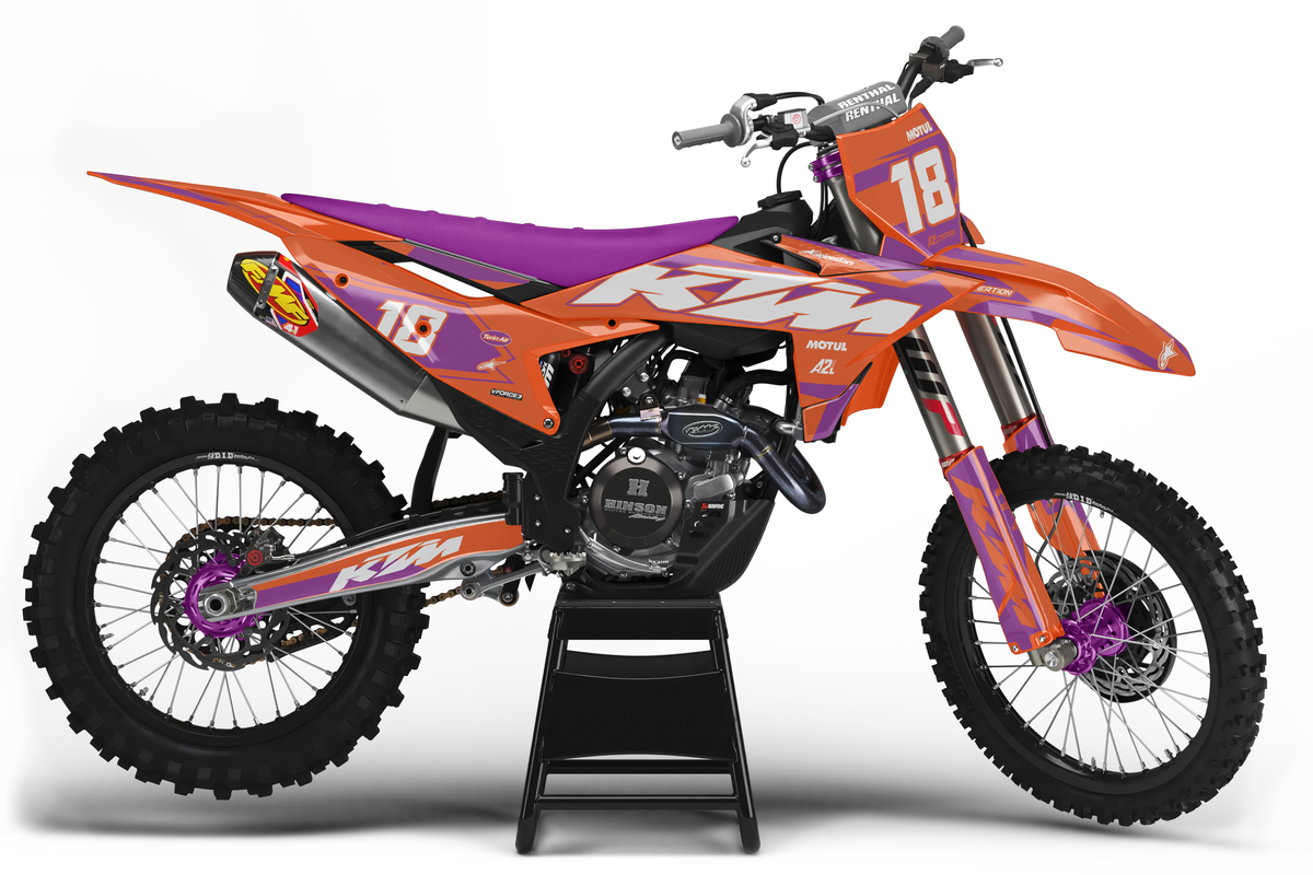 KIT DÉCO KTM SX / SXF RAVEN - ORANGE VIOLET (adaptable toutes KTM) A2L CRÉATION
