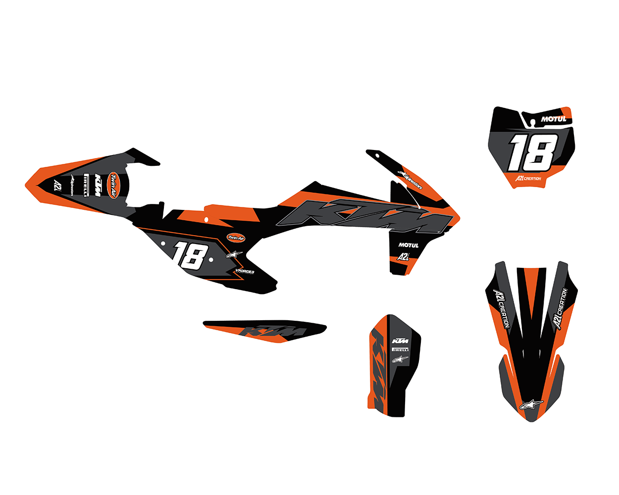 KIT DÉCO KTM SX / SXF 2017 > 2019 RACE ORANGE V2 A2L CRÉATION