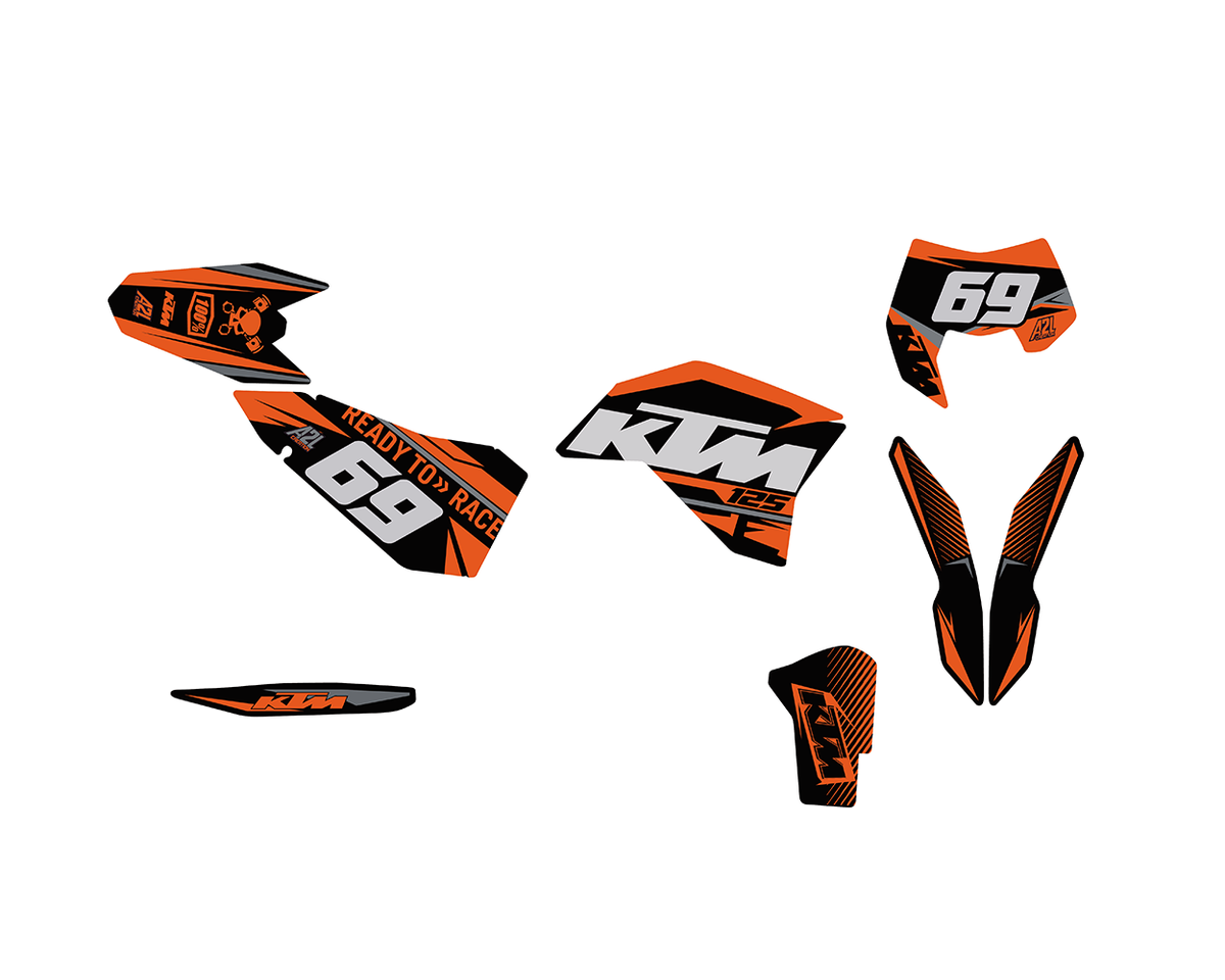 KIT DÉCO KTM 2008 > 2011 AYME - ORANGE A2L CRÉATION