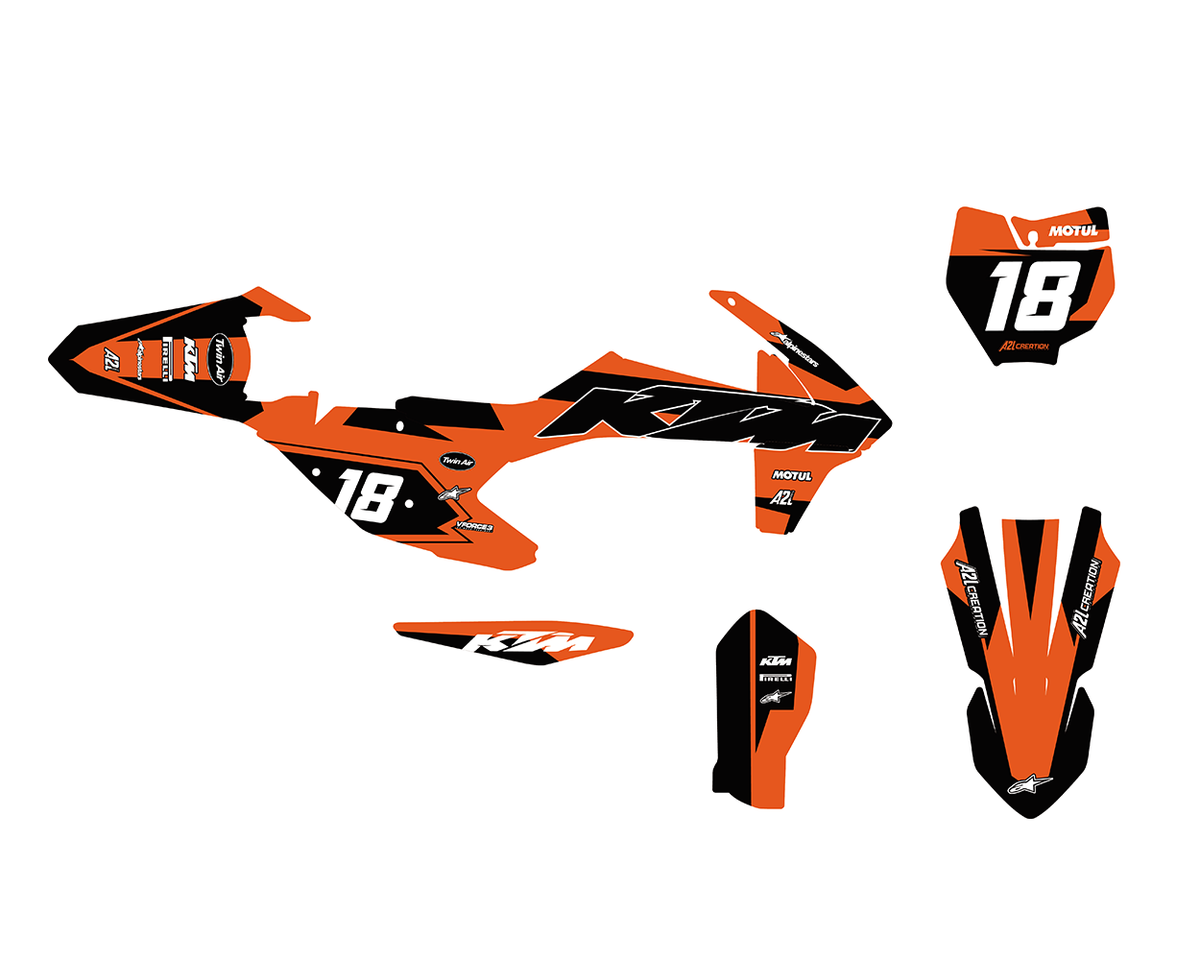 KIT DÉCO KTM SX / SXF 2017 > 2019 RACE ORANGE V1 A2L CRÉATION