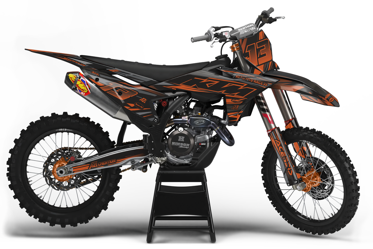 KIT DÉCO KTM SX / SXF RAPID - ORANGE NOIR (adaptable toutes KTM) A2L CRÉATION