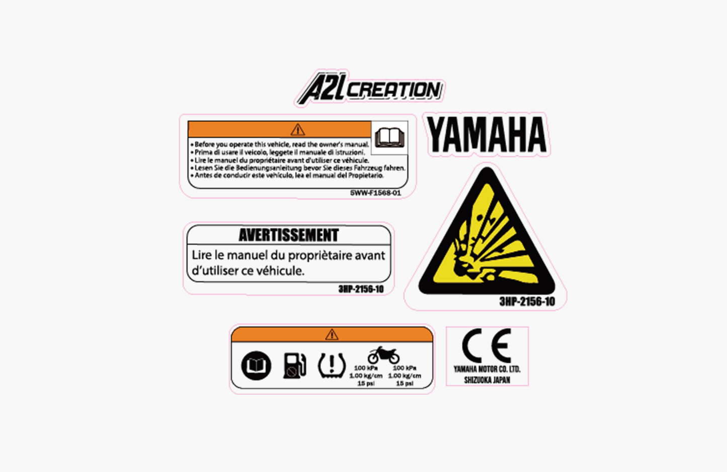 ETIQUETTES D'ORIGINE YAMAHA MOTOCROSS A2L CRÉATION