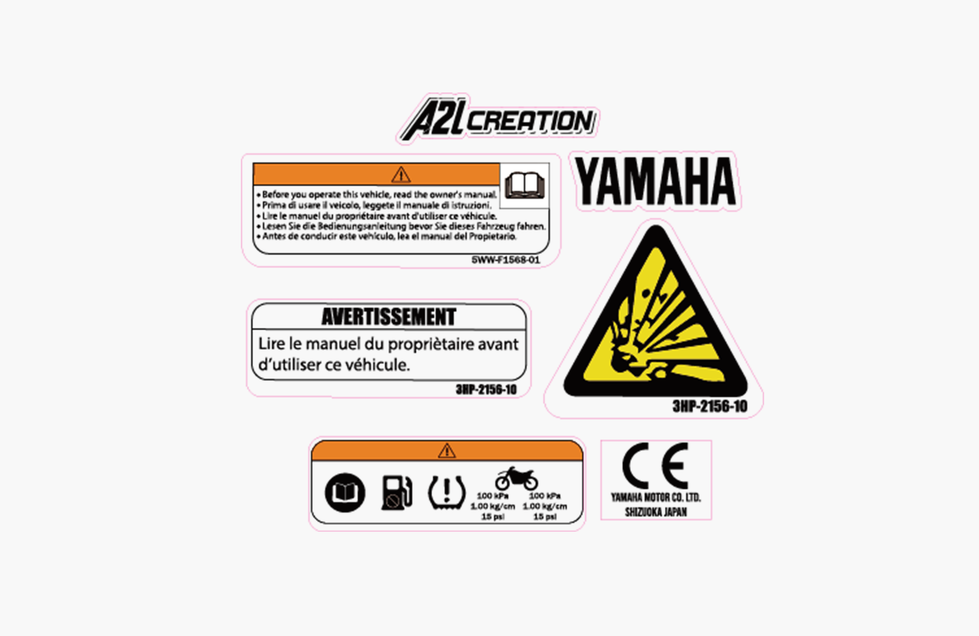 ETIQUETTES D'ORIGINE YAMAHA MOTOCROSS A2L CRÉATION