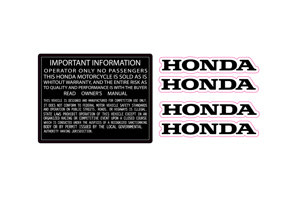 ETIQUETTES D'ORIGINE HONDA MOTOCROSS A2L CRÉATION