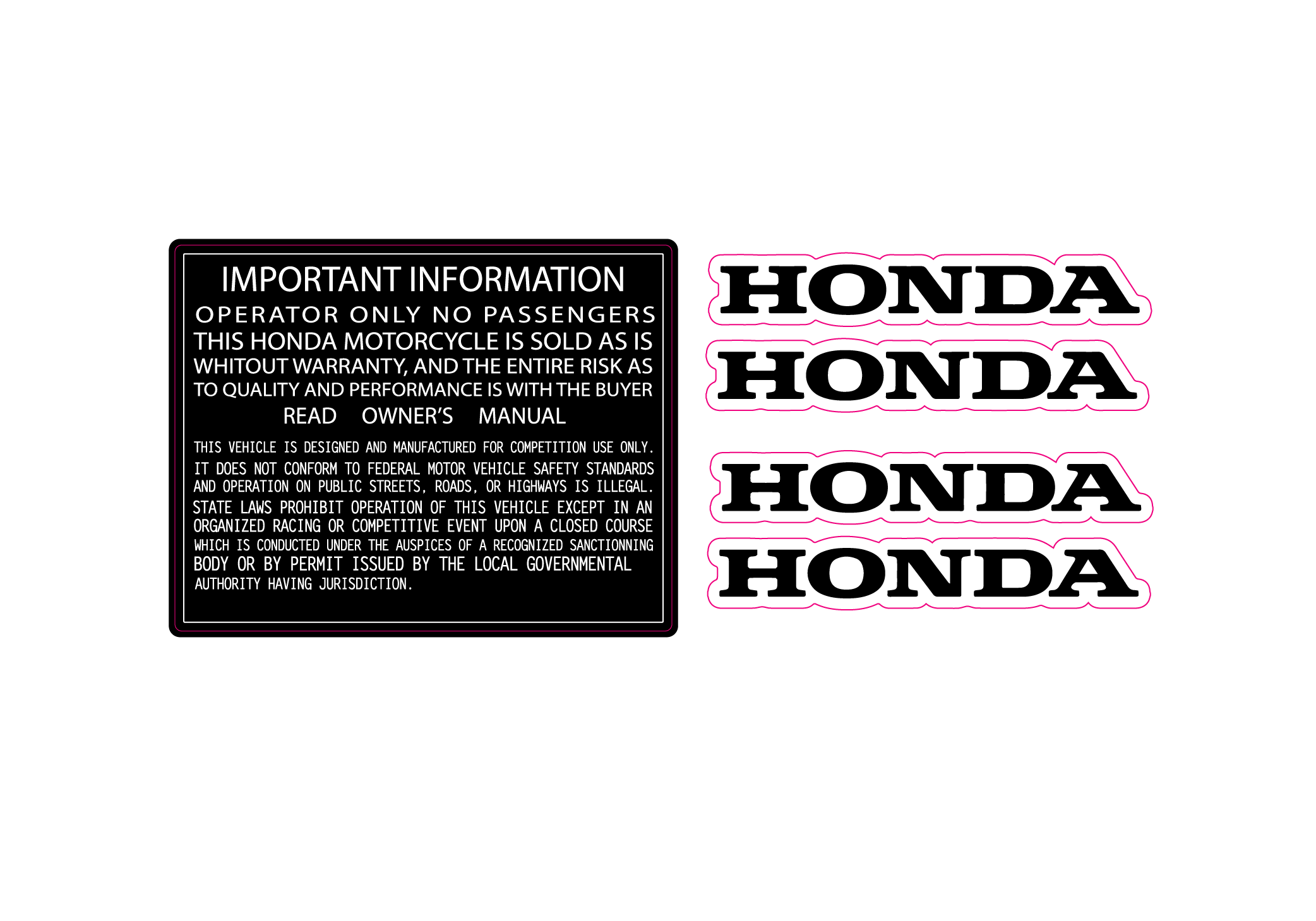 ETIQUETTES D'ORIGINE HONDA MOTOCROSS A2L CRÉATION