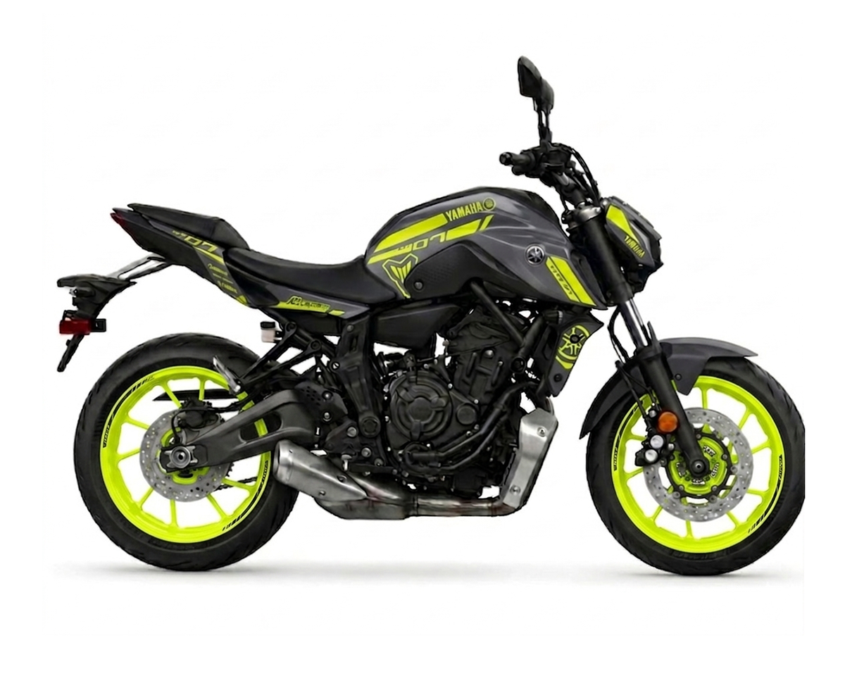KIT DÉCO YAMAHA MT-07 2021 > 2024 - GRIS & JAUNE A2L CRÉATION