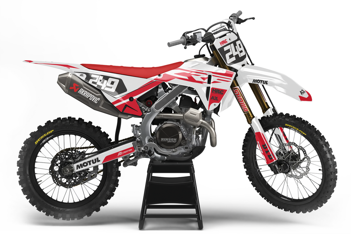 KIT DÉCO MOTOCROSS HONDA CRF - V1 BLANC ROUGE A2L CRÉATION