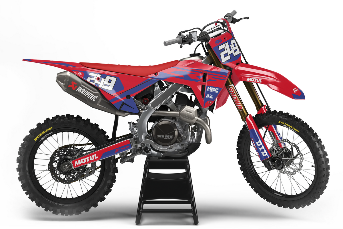 KIT DÉCO MOTOCROSS HONDA CRF - V1 ROUGE BLEU A2L CRÉATION